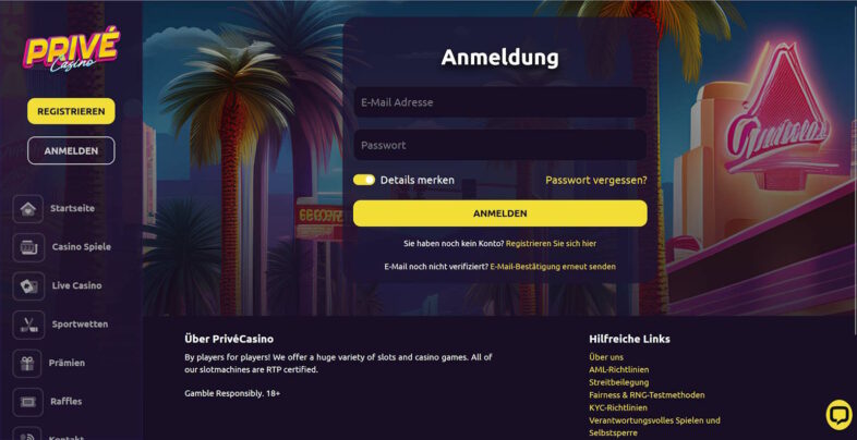 prive casino anmeldung